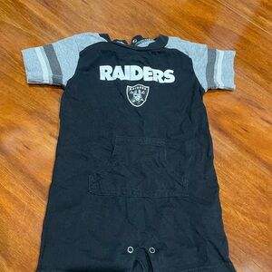 NFL raiders personalized Black and Gray baby onesie with the name Nolan in back